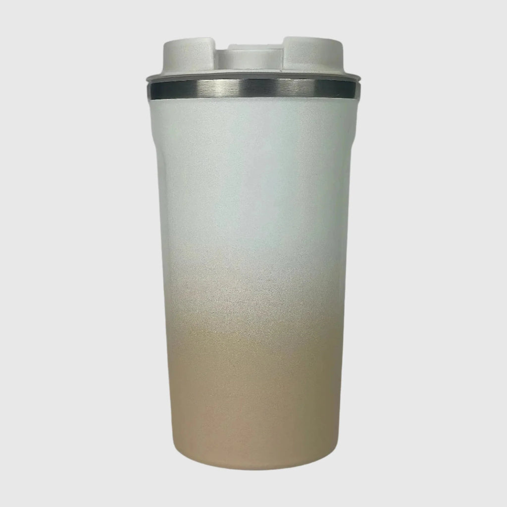 Pastel Beige Insulated Travel Coffee Cup - 500ml Stainless Steel